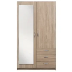 Kledingkast Varia 2-deurs inclusief spiegel - licht eiken - 175x97x50 cm