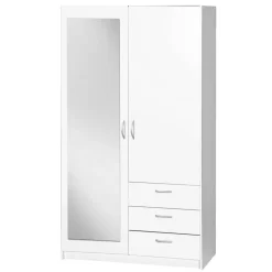 Kledingkast Varia 2-deurs met spiegel - wit - 175x97x50 cm