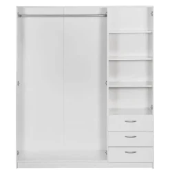 Kledingkast Varia 3-deurs met spiegel - wit - 175x146x50 cm