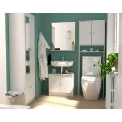 Kolomkast Fares 59cm met 2 deuren - 1 lade - wit