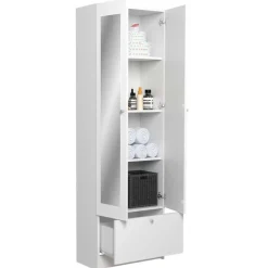 Kolomkast Fares 59cm met 2 deuren - 1 lade - wit