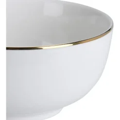 Kommetje/serveer schaaltje - wit/goud - D14 x 7 cm - porselein