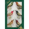Krebs Decoratie vogels - 6x - op clip - gekleurd - 9 cm - glas