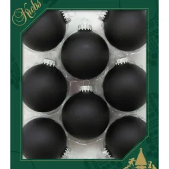Krebs Kerstballen - 8 stuks - velvet zwart mat - glas - 7 cm
