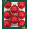 Krebs Kerstballen - 8 stuks - vuurrood - glas - 7 cm