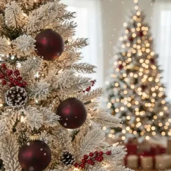 Krebs Kerstballen - 8 stuks - bruin-rood - glas - 7 cm