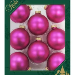 Krebs Kerstballen - bubbelgum roze - 8x - glas - 7 cm
