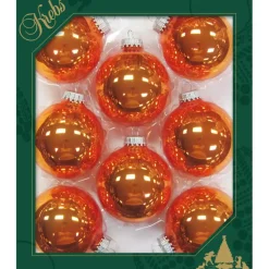Krebs Kerstballen - 8x st - oranje - 7cm - glas - orange crunch