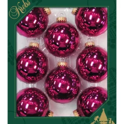 Krebs Kerstballen - 8x st - Cabernet roze - 7cm - glas - glans