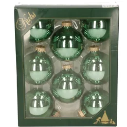 Krebs kerstballen - 8x st - jade groen - 7 cm - glas