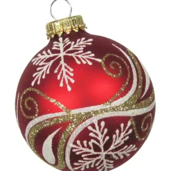 Krebs luxe gedecoreerde kerstballen - 4x - rood - 7 cm