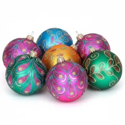 Krebs Luxe kerstballen - 8x st - gekleurd - D7 cm - glas