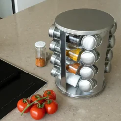 Krumble Kruidenrek draaibaar + 16 kruidenpotjes - RVS