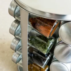 Krumble Kruidenrek draaibaar + 16 kruidenpotjes - RVS