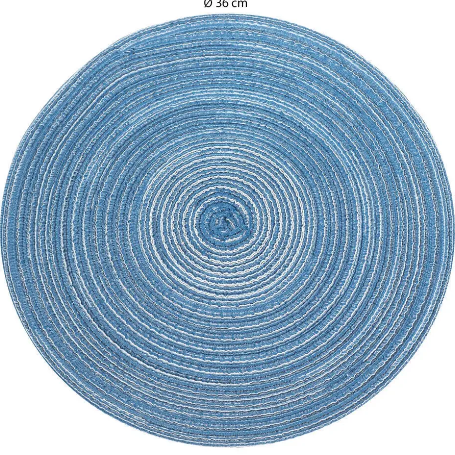 Krumble Placemat rond - Blauw/grijs - Set van 4