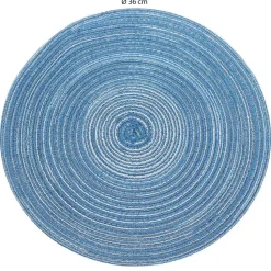Krumble Placemat rond - Blauw/grijs - Set van 8
