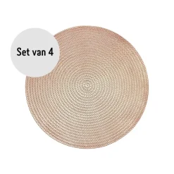 Krumble Placemat rond - PVC - Rosegoud - Set van 4