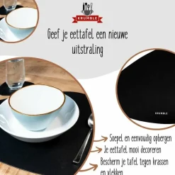 Krumble Placemat set design - 4 stuks - Zwart