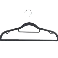 Kunststof kledinghangers - Set van 20 - antislip - met broeklat - Zwart