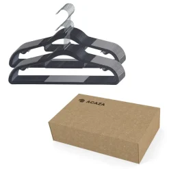 Kunststof kledinghangers - Set van 20 - antislip - met broeklat - Zwart