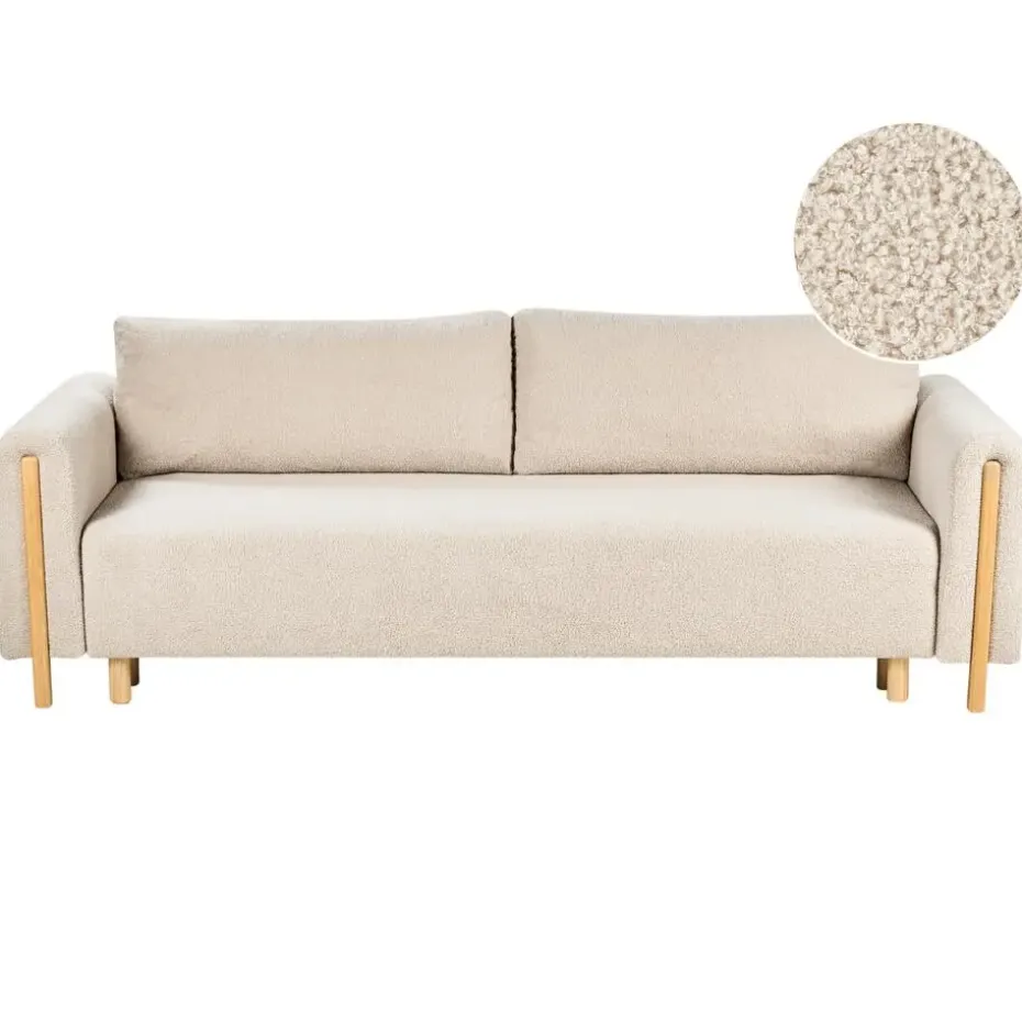 KVAM - Slaapbank 3-zits opbergruimte - Beige - Bouclé