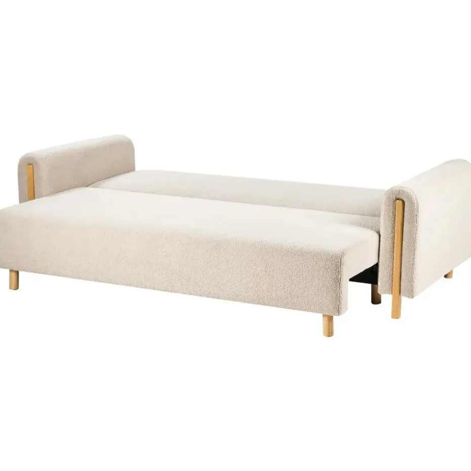 KVAM - Slaapbank 3-zits opbergruimte - Beige - Bouclé