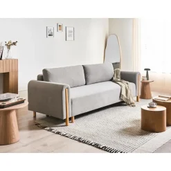 KVAM - Slaapbank 3-zits opbergruimte - Grijs - Polyester