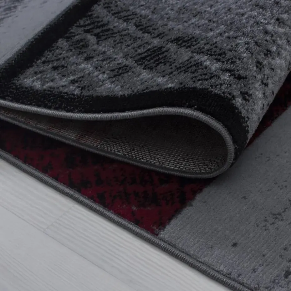 Laagpolig Vloerkleed Plus - Grijs Rood - 160x230 cm - Tapijt Woonkamer