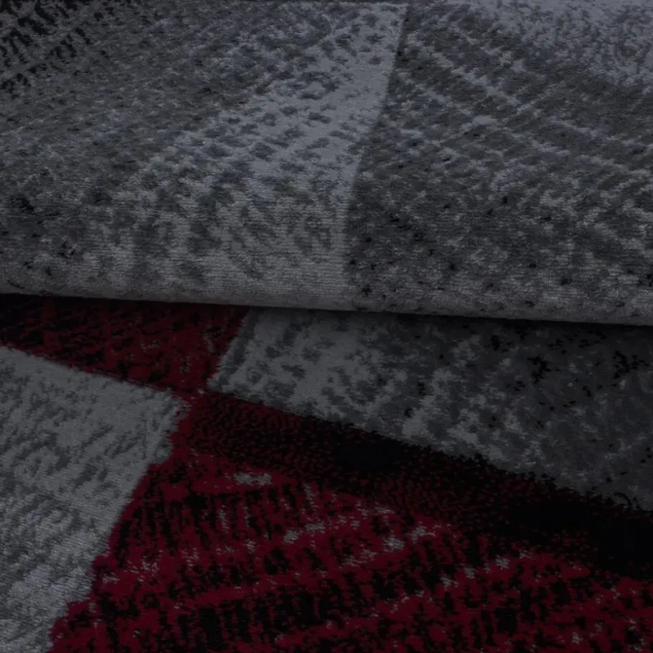 Laagpolig Vloerkleed Plus - Grijs Rood - 160x230 cm - Tapijt Woonkamer