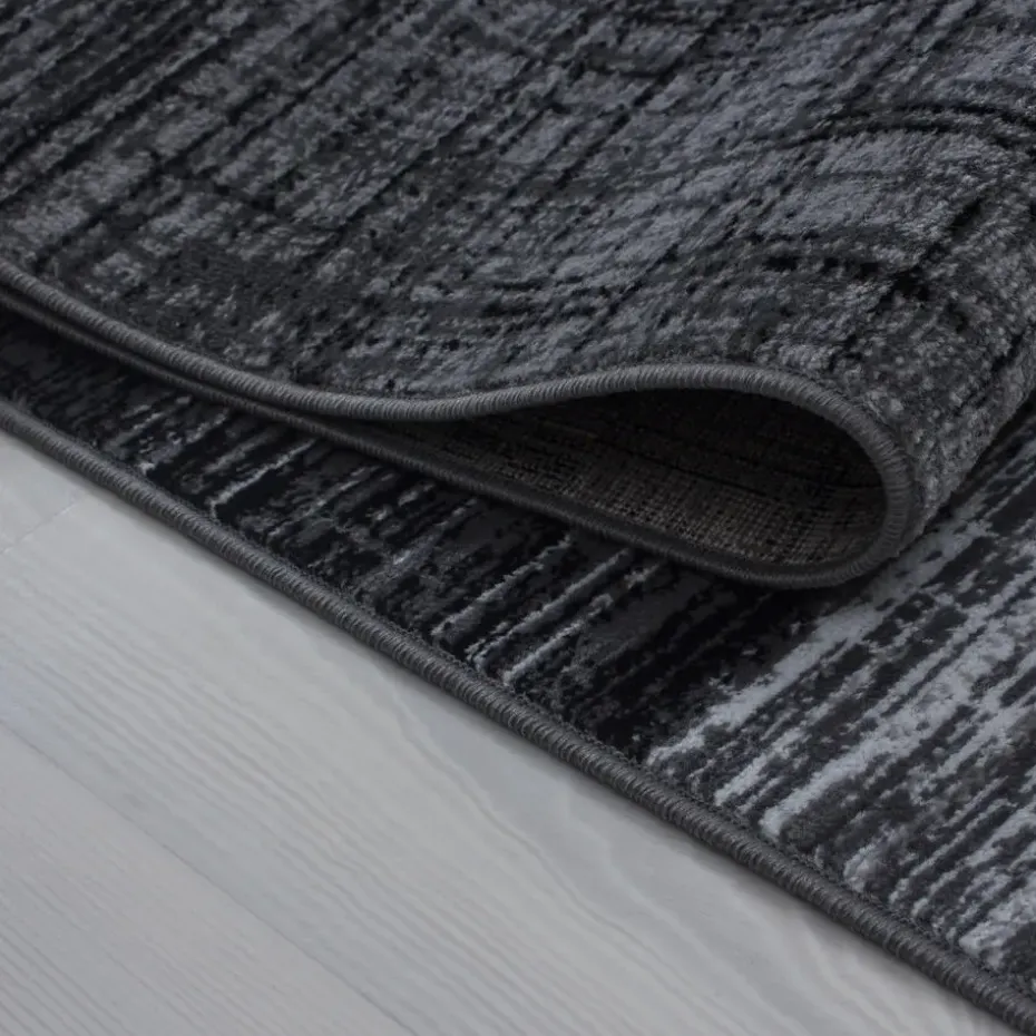 Laagpolig Vloerkleed Plus - Grijs Zwart - 160x230 cm - Tapijt Woonkamer