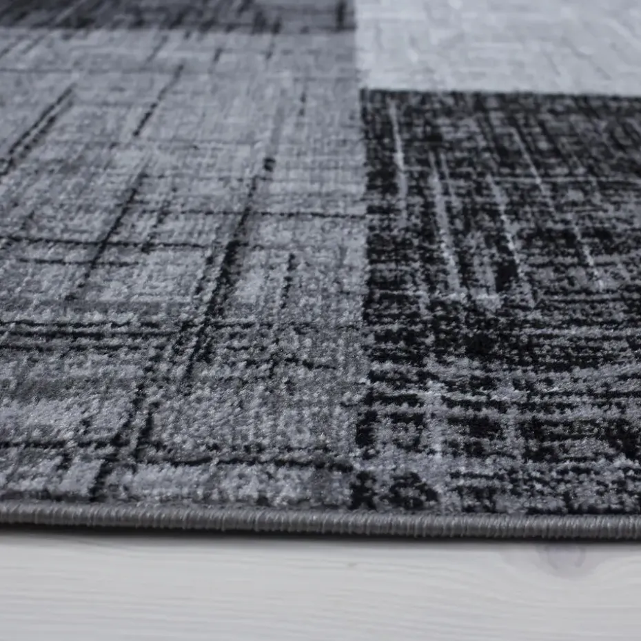 Laagpolig Vloerkleed Plus - Grijs Zwart - 160x230 cm - Tapijt Woonkamer