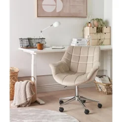LABELLE - Bureaustoel - Beige - Fluweel