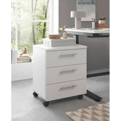 Ladeblok Ben - 3 lades - met wielen - wit