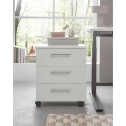 Ladeblok Ben - 3 lades - met wielen - wit