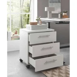 Ladeblok Ben - 3 lades - met wielen - wit