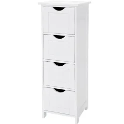 Ladekast - badkamer - 4 vakken - 30x82x30 cm - wit