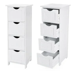 Ladekast - badkamer - 4 vakken - 30x82x30 cm - wit