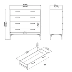 Ladekast Canada - mat zwart - 96x99x40 cm