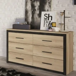 Ladekast Collins-Kronberg eik/Sidewalk zwart