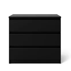 Ladekast Naia - 3 lades - mat zwart - 70,1x76,8x50 cm