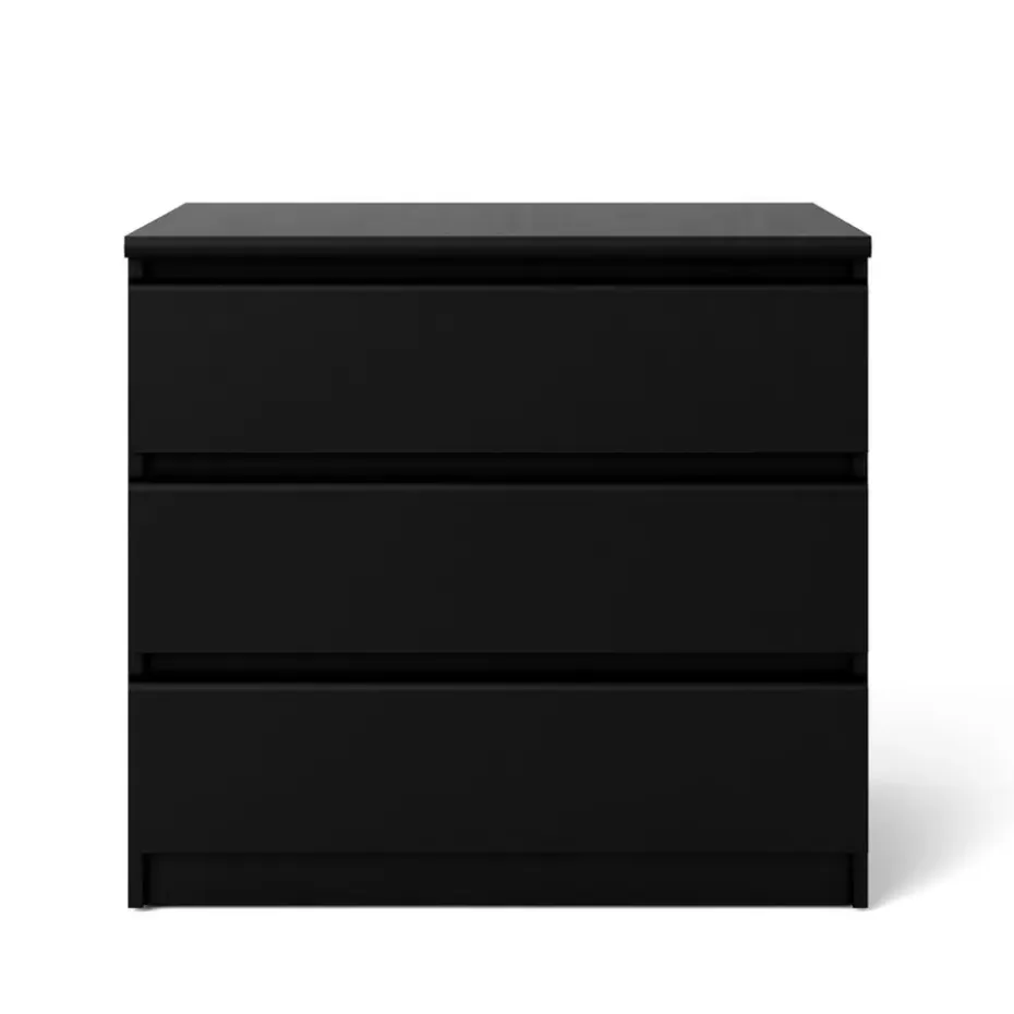 Ladekast Naia - 3 lades - mat zwart - 70,1x76,8x50 cm