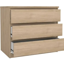 Ladekast Naia 3 lades - eikenkleur - 70,1x77x50 cm