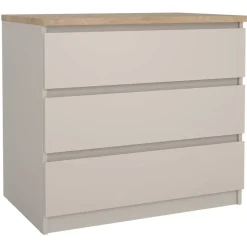 Ladekast Naia 3 lades - greige/eiken - 70,1x77x50 cm