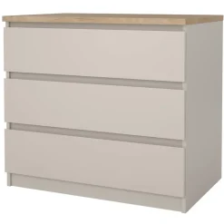 Ladekast Naia 3 lades - greige/eiken - 70,1x77x50 cm