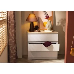 Ladekast Naia 3 lades - greige/eiken - 70,1x77x50 cm