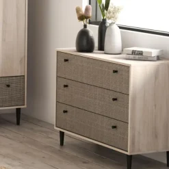 Ladekast Sayuri 3 lades-Kronberg eik/wicker