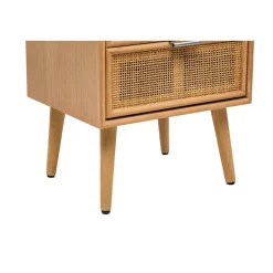 Ladenkastje met 3 lades van hout en natuurlijk rotan