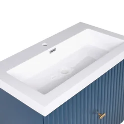 LAGO - Wandgemonteerde wastafelkast - Donkerblauw - MDF