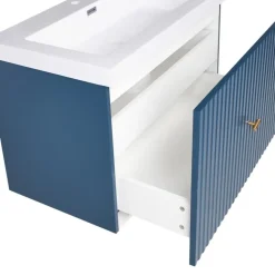 LAGO - Wandgemonteerde wastafelkast - Donkerblauw - MDF