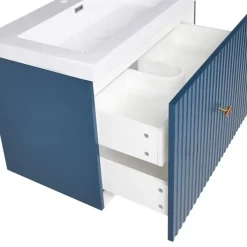 LAGO - Wandgemonteerde wastafelkast - Donkerblauw - MDF